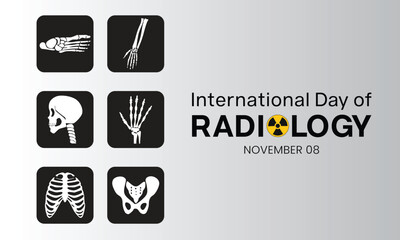International Day of Radiology design with several types of x-ray imaging. Vector illustration