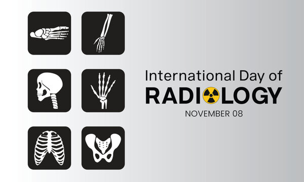 International Day of Radiology design with several types of x-ray imaging. Vector illustration