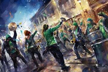 ilustratio of Saint Patrick's Day parade - obrazy, fototapety, plakaty