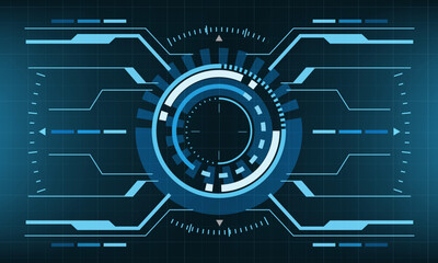 HUD sci-fi interface screen view geometric on blue design virtual reality futuristic technology creative display vector
