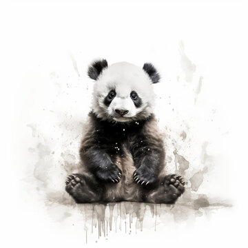 giant panda, in aquarel design, you can use this image on a frame in your babies room, design for kids room, interior design concept