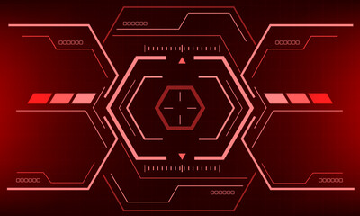 HUD sci-fi interface screen view red geometric design virtual reality futuristic technology creative display vector