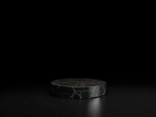 Mockup template for product presentation. Luxurious black natural stone podium to display your...