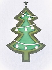 Christmas tree in paper-cut style