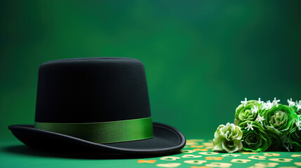 st patricks day hat ,  hat on green background