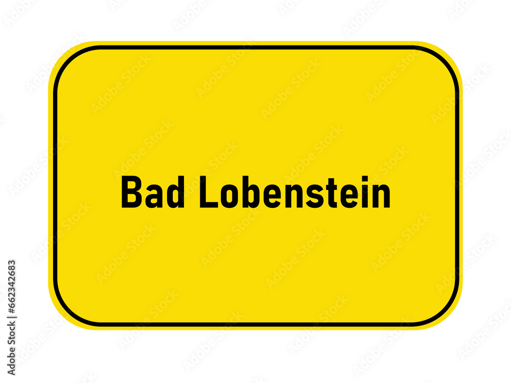 Poster German yellow town entrance sign Bad Lobenstein
