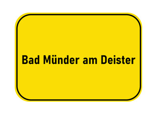 German yellow town entrance sign Bad Münder am Deister