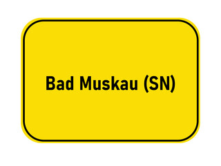 German yellow town entrance sign Bad Muskau SN