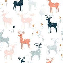 "Reindeer Silhouettes: Minimalist Holiday Pattern" Generativ AI.