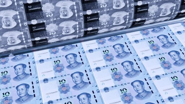 Printing 10 Yuan Banknotes 4 , Animation.Full HD 1920×1080. 06 Second Long.LOOP.