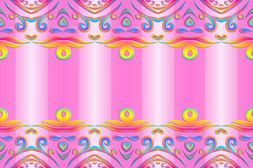 Beautiful 3D CUTE FLOWERS LINE ART BATIK ETHNIC DAYAK PATTERN FOR BACKGROUND 