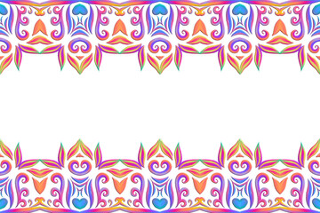 Beautiful 3D CUTE FLOWERS LINE ART BATIK ETHNIC DAYAK PATTERN FOR BACKGROUND 