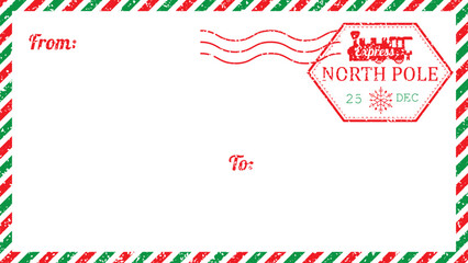 Christmas envelope. North pole Santa letter - obrazy, fototapety, plakaty