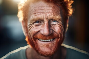 A captivating portrait of a mature man with ginger hair, exuding character, wisdom, and timeless charm