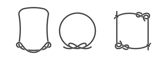 Fotobehang Set of simple rope in different unique styles on black © calvinda
