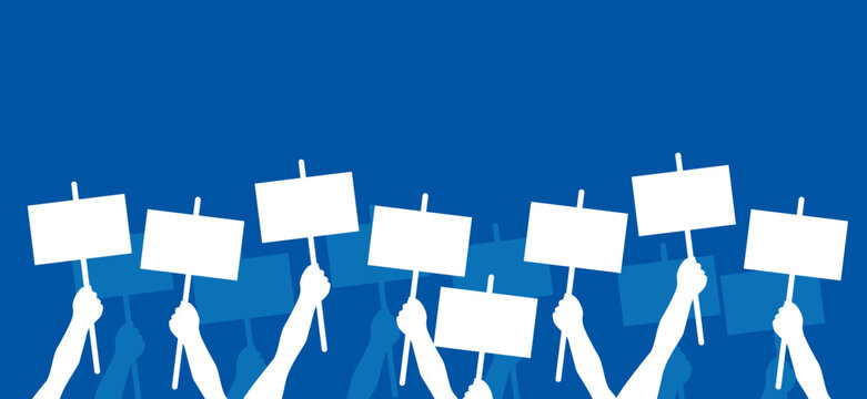 mani con cartelli, manifestazione, corteo, protesta