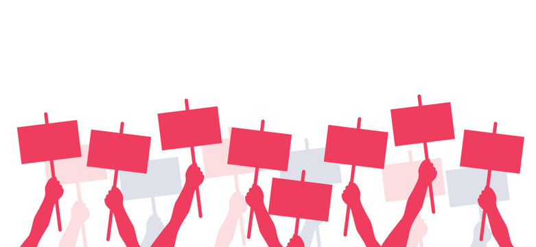 mani con cartelli, manifestazione, corteo, protesta