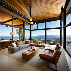 a penthouse in Woodton that resembles a modern cafe, Generative AI