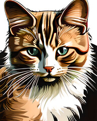 cat with eyes. Portrait of a cat.  illustration ready for vinyl cutting.