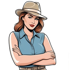Illustration of cowgirl arm crossed  generated by AI