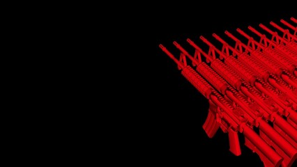 gun, automatic rifle, black and white illustration, 3d render