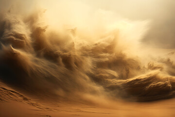 Abstract Windy Dusty Landscape Background. Sand Storm In The Desert. Ai Generated - obrazy, fototapety, plakaty