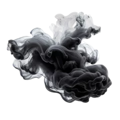 Cercles muraux Fumée Black smoke cloud.Transparent light Black dark color smoke with isolated white background.