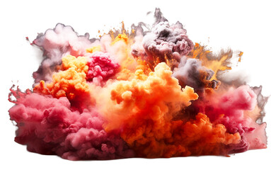 Orange smoke cloud.Transparent Orange colors smoke with isolated white Abstract background.