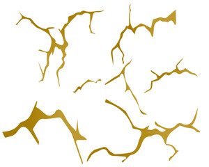 Abstract gold kintsugi cracked marble texture. Luxury broken marble stone pattern on a white background