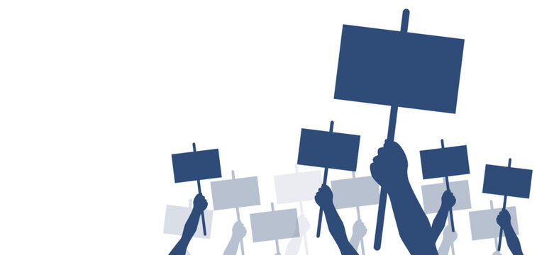 mani con cartelli, manifestazione, corteo, protesta