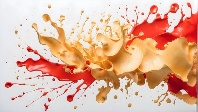 Ai red and golden watercolor splash on Isolated White Background
