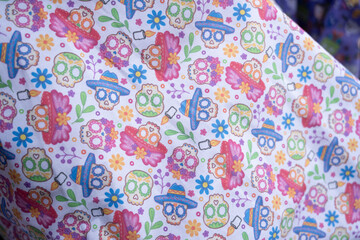 Fabric with dia de muertos pattern 