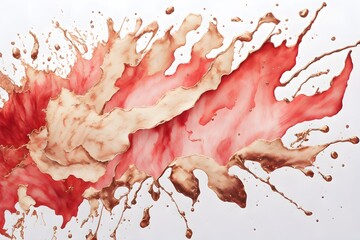 Ai pink and golden watercolor splash on Isolated White Background