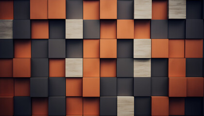 Cubic wooden texture, wood cube background, checkered wooden texture, banner
