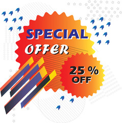 special offer 25% off discount banner, sales banner template, editable design, 
