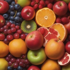 Naklejka na ściany i meble fresh fruit, red, orange, apple, blueberry, cherry, apple, red, green, orange. fresh fruit, red, orange, apple, blueberry, cherry, apple, red, green, orange. fresh fruit and berries as a background
