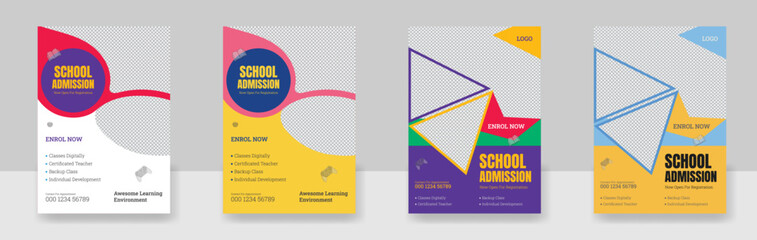School admission kids education flyer template, Kids back to school education flyer