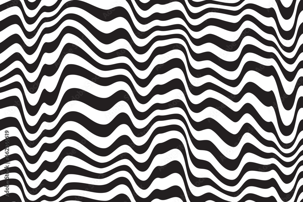 Aufkleber Abstract seamless vector pattern. Waves. Lines. Distorted. Isolated. Vector seamless pattern. Abstract op art texture with bold monochrome wavy stripes. Creative background with distorted lines. 