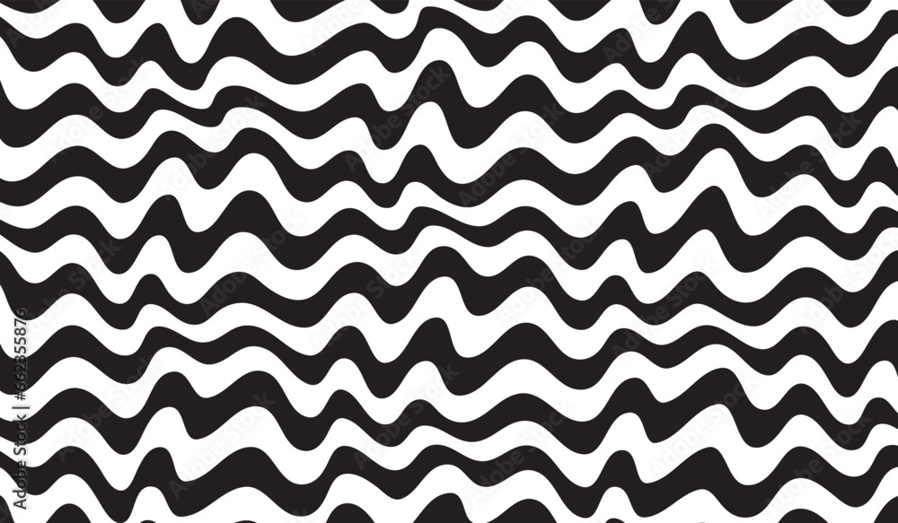 Poster Background with wavy lines. Twisted duo tone backgrounds. Abstract pattern from lines, halftone effect. Black and white texture. Minimalist design template for poster, banner, cover, postcard.	