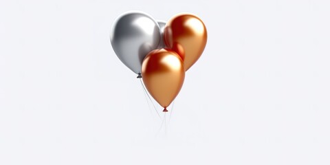 gold and silver balloons on gray background. generative AI