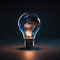 burning light bulb in the shape of an earth globe. shutdown of heating electricity, power outage, blackout, load shedding energy crisis - obrazy, fototapety, plakaty