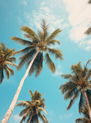 Fototapeta na wymiar Summer Palms Gracing a Mexican Beach