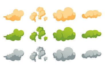 Smell cloud bad stink smelly armpit isolated set. Vector flat graphic design illustration
