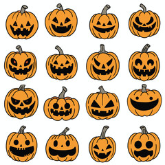 Freehand drawing of Halloween pumpkin.