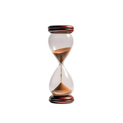 A Single Old Hourglass on Light Background Isolated on Transparent or White Background, PNG