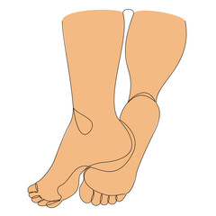 Silhouettes of human legs, foot in modern one line style. Continuous line drawing, aesthetic outline for home decor, posters, wall art, stickers, logo. Vector illustration.