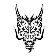 Dragon head. Symbol of New 2024 year. Traditional Chinese Dragon for tattoo design, symbol of New 2024 year