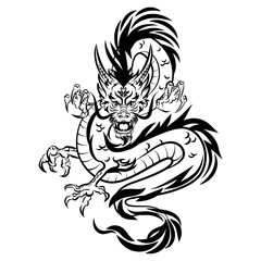 Symbol of New 2024 year. Traditional Chinese Dragon for tattoo design, symbol of New 2024 year