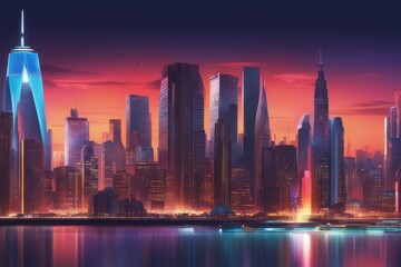 new york city at night, 3d illustration new york city at night, 3d illustration new york city at...