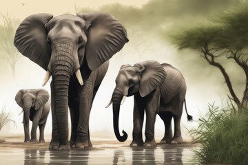 elephant and elephants in the savanna elephant and elephants in the savanna elephants in the...